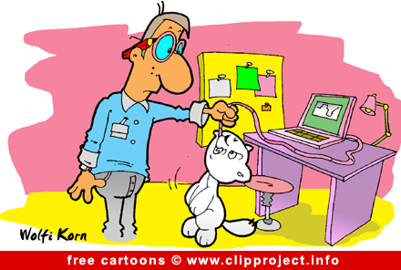 Cat and computer mouse - free computer cartoons