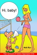 Pretty Girl on the Beach cartoon for free