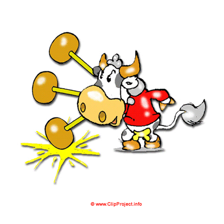 Cow with hammer clip art - Animals