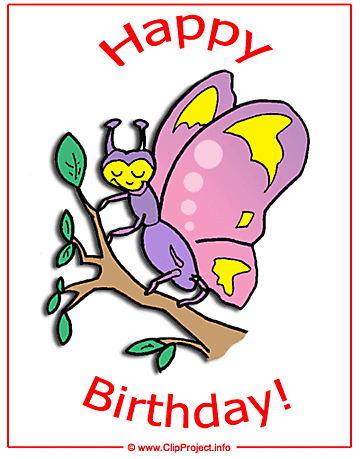 Butterfly card - Happy Birthday clip art free