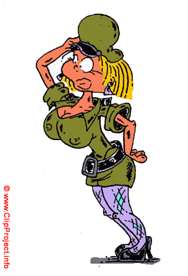 Woman in army image cartoon